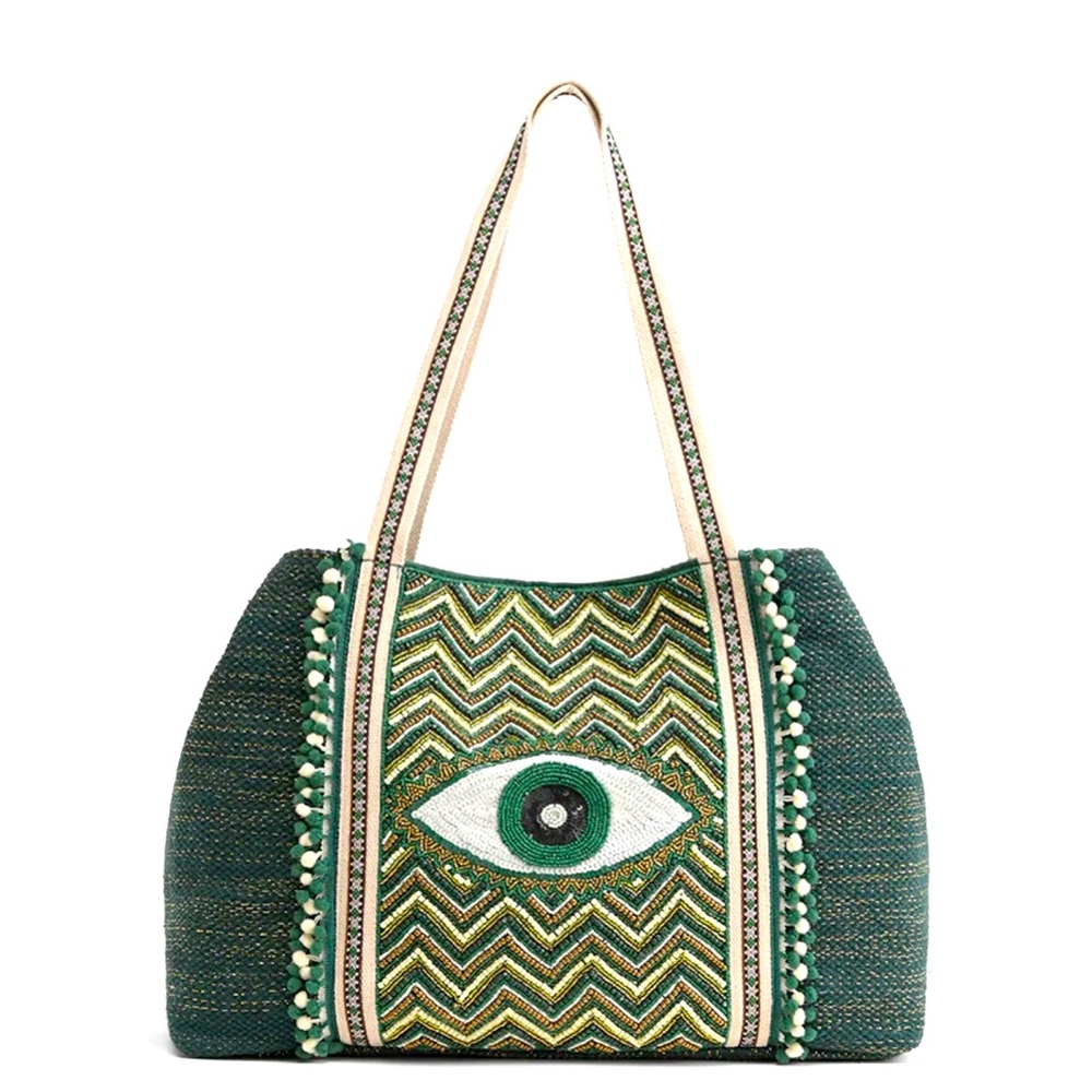 Evil Eye Hand-beaded Tote Bag - Picture 1 of 5